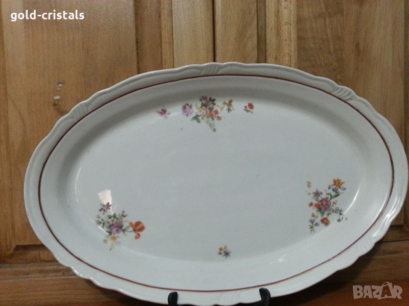 Стар български порцелан плато елипса, снимка 1