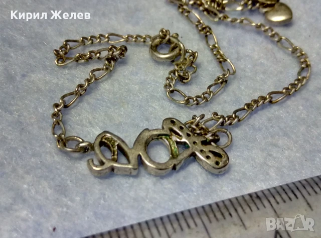 LOVE Стара РОМАНТИЧНА ПОСРЕБРЕНА ГРИВНА За ГЛЕЗЕН КАРТИЕ ПЛЕТКА от БЛАГОРОДНА СТОМАНА сЦИРКОНИ 26910, снимка 3 - Гривни - 50528694