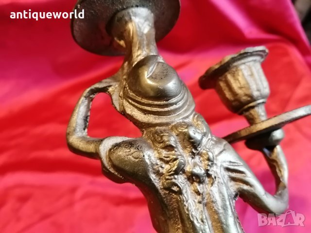 Рядък АРТ ДЕКО Бронзов Свещник ,с Женска Фигура , снимка 8 - Антикварни и старинни предмети - 35272130