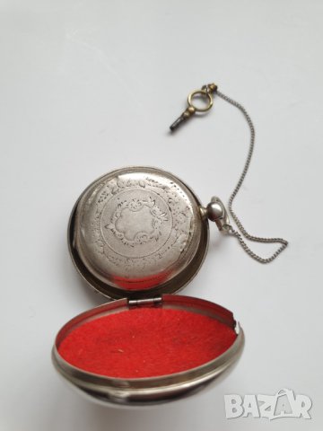 Сребърен джобен часовник, снимка 5 - Антикварни и старинни предмети - 40743971