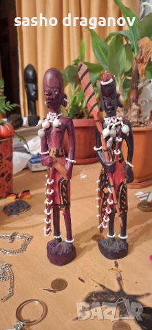 2 ръчно издялани африкански фигурки, снимка 7 - Други ценни предмети - 52500620