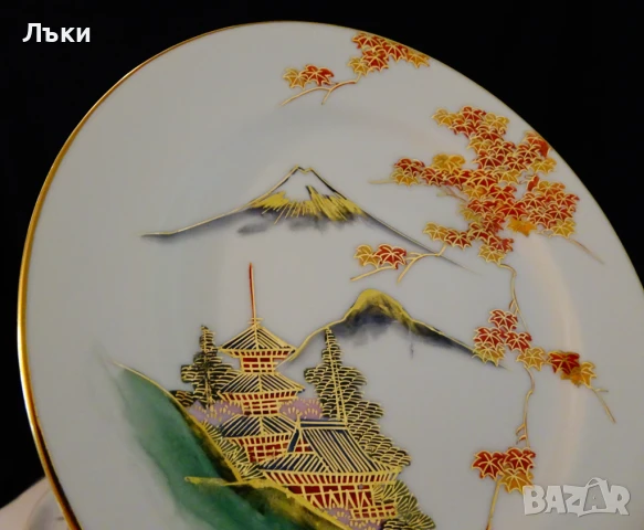 Чиния японски порцелан Sаtsuma Kazan,злато. , снимка 3 - Антикварни и старинни предмети - 51240259