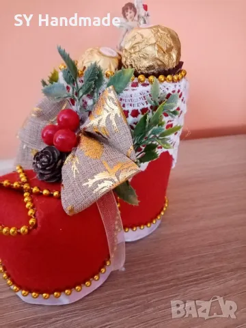 Коледен ботуш - бонбониера, снимка 3 - Декорация за дома - 48022752