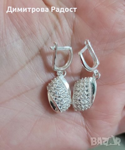 Дамски сребърни обеци с цирконий. Състояние ново. Проба 925 , снимка 1 - Обеци - 39314491