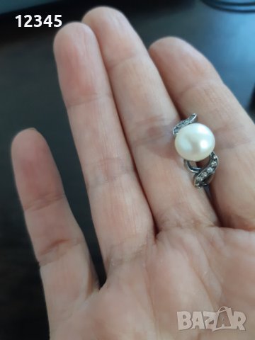 Руски много класен сребърен пръстен естествена перла, снимка 4 - Пръстени - 38704459