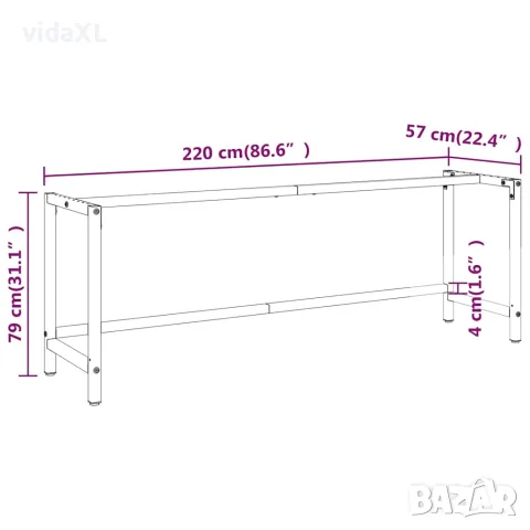 vidaXL Рамка за работна маса матово черно и червено 220x57x79 см метал, снимка 8 - Работни маси и бюра - 56146208