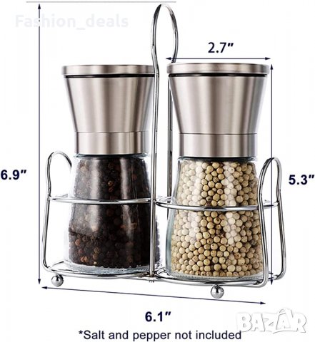 Нов Комплект мелничка за подправки сол / пипер със стойка за кухня, маса, снимка 7 - Аксесоари за кухня - 38309272