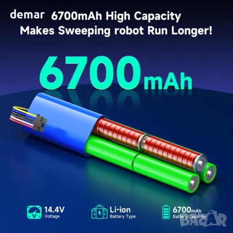 CITYORK 14.4V 6700mAh батерия, съвместима с прахосмукачка робот Neato Botvac D3 D3+ D5 D5+ D6 D7, снимка 4 - Прахосмукачки - 48497002