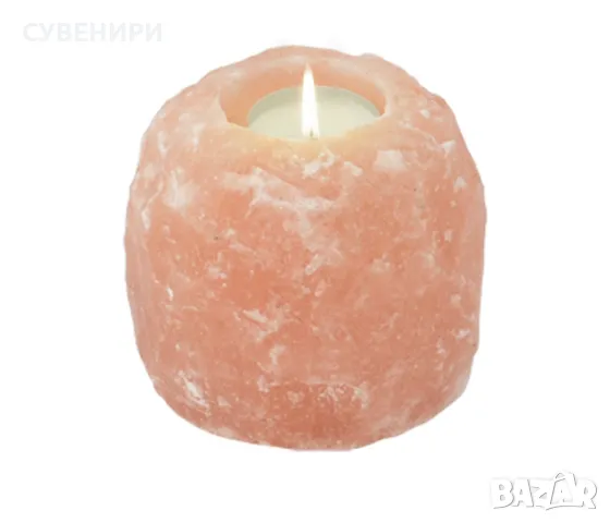 Свещник от хималайска сол , снимка 2 - Декорация за дома - 49256348