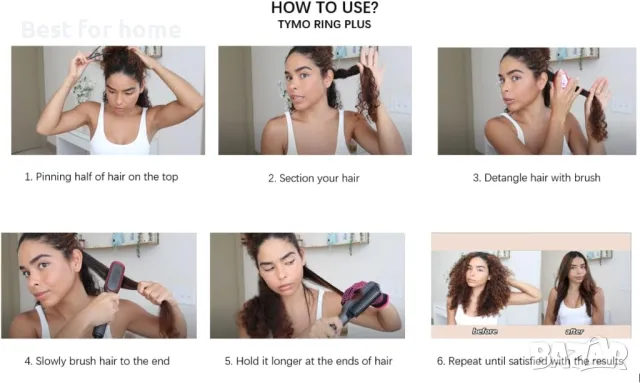 TYMO Ring Plus йонна четка за изправяне на коса, снимка 8 - Преси за коса - 48847871