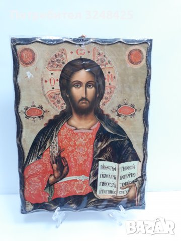Голяма икона на Господ Вседържател Исус Христос - ръчна изработка, снимка 3 - Икони - 37640324