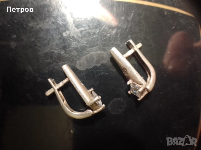 сребърни обеци с камъни, снимка 2 - Обеци - 52996469