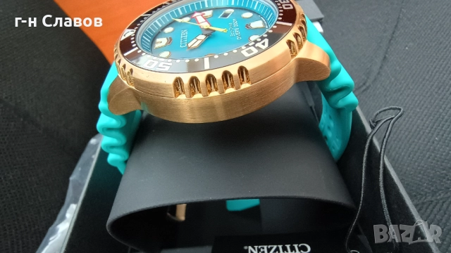 Citizen Promaster Diver 200m Watch BN0162-02X Eco-Drive Turquoise Blue & Gold, снимка 10 - Мъжки - 52128137