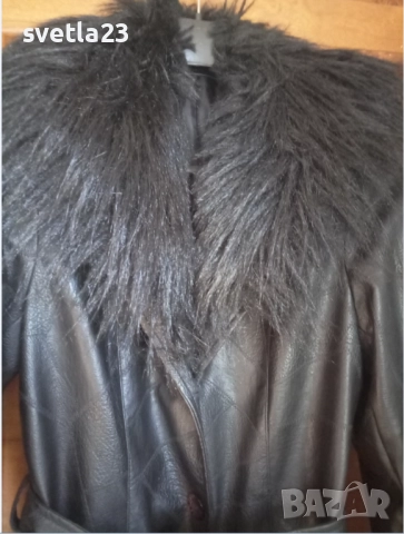 Дамско кожено палто с топла подплата, снимка 2 - Палта, манта - 52911039
