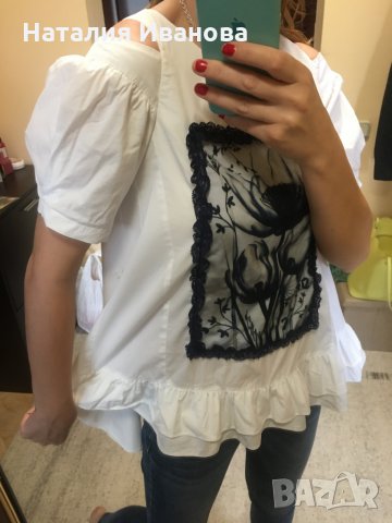 Ефирна бяла памучна блуза, снимка 7 - Корсети, бюстиета, топове - 29174304