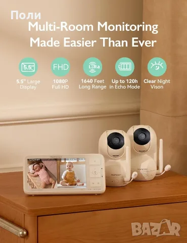 Momcozy Бебефон с 2 камери - ТОП модел, снимка 4 - Бебефони - 55930486