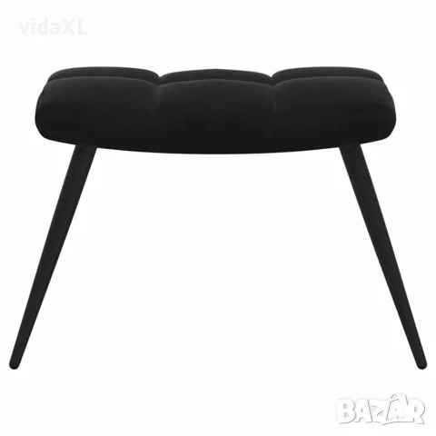 vidaXL Релаксиращ фотьойл с табуретка, черен кадифе, снимка 9 - Столове - 56146930