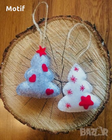 Коледна декорация комплект / Коледни играчки за елха комплект от филц ръчна изработка , снимка 4 - Декорация за дома - 34406185