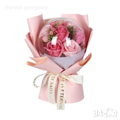 Букети със сфера или кутия колие истинска речна перла и декорация сапунени цветя в кутия 