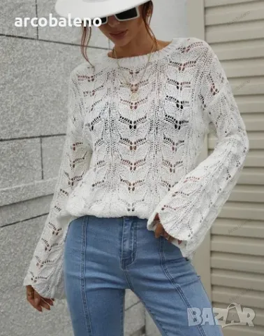 Дамски свободен пуловер с кръгло деколте, 6цвята , снимка 14 - Блузи с дълъг ръкав и пуловери - 42926615