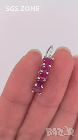 Сребърни Обеци с Рубини/Сапфири/Изумруди, снимка 7 - Обеци - 49932378