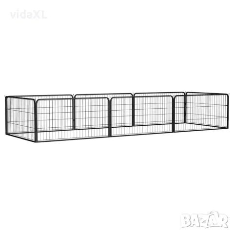 vidaXL Заграждение за куче черно 8 панела 100x50 см прахово боядисано