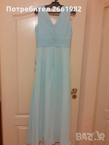 Уникална, разкошна, богата бална рокля в тюркоазен цвят