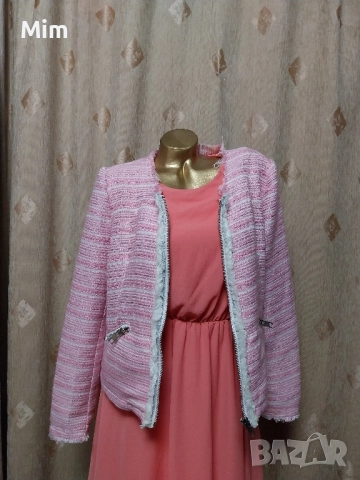 JAUNE ROUGE paris XL Розово сако с цип , снимка 2 - Сака - 51697537