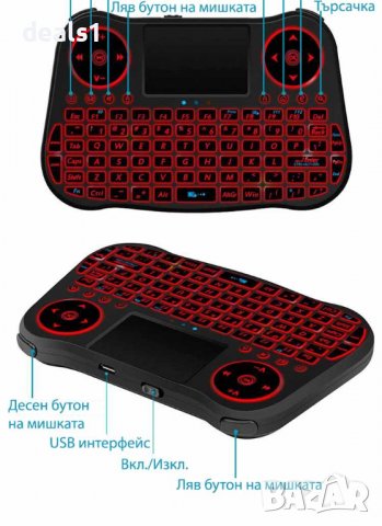 MT08 2.4G Безжична Мини клавиатура с подсветка, снимка 12 - Клавиатури и мишки - 39919607