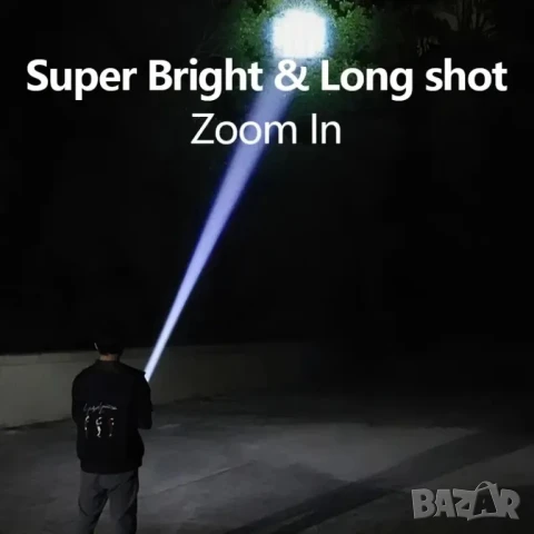 Акумулаторен мощен алуминиев LED фенер с осветяване над 1000 метра, снимка 3 - Къмпинг осветление - 51342076