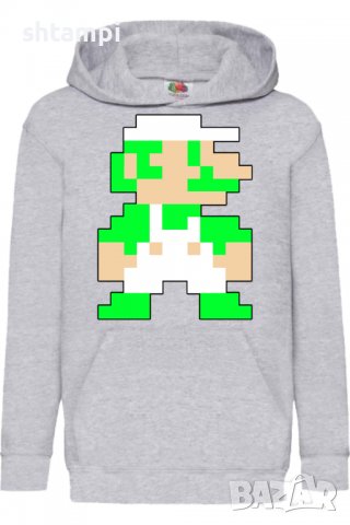 Детски Суитчър/Суитшърт Luigi 8-bit,Super Mario,Игра,Подарък,Изненада,Забавление,Рожден Ден, снимка 2 - Детски анцузи и суичери - 38358821