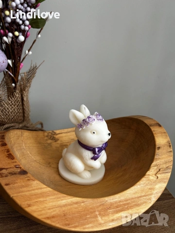 Ръчно изработена соева свещ зайче, снимка 5 - Други - 53996683