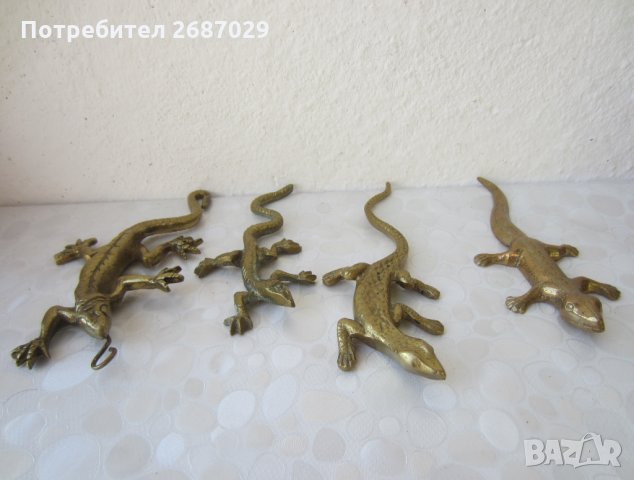 4 бр колекция гущер саламандър влечуго рептилия месинг бронз метал, снимка 6 - Статуетки - 29741896