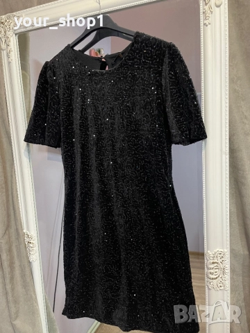 Къса дамска рокля с пайети и къс ръкав , снимка 2 - Рокли - 52698646