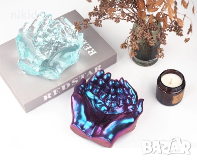 3d Грамадни шепи ръце силиконов молд форма калъп декор гипс смола пепелник кашпа шепа, снимка 2 - Форми - 36462311