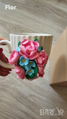 Чаша с декорация прекрасни цветя, снимка 4 - Чаши - 50672539