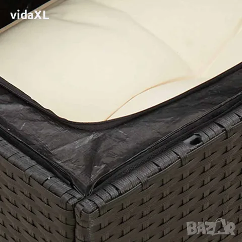 vidaXL Градински диван с възглавници, 3-местен, черен, полиратан, снимка 8 - Градински мебели, декорация  - 56147352