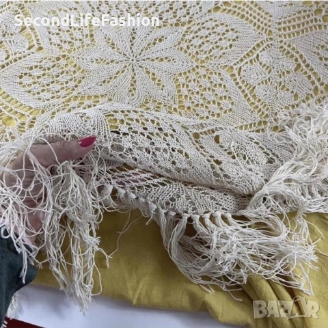 Ръчно плетена покривка с подплата от 80те години ретро винтидж , снимка 5 - Декорация за дома - 52872547