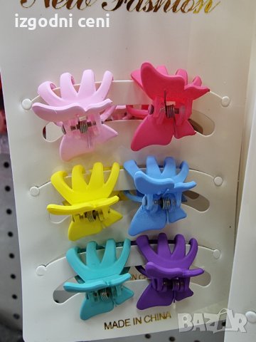 Мини щипки за коса - 6 бр на картон  (модел 5), снимка 1