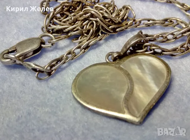 РОМАНТИЧНО СЕДЕФЕНО СРЕБЪРНО СЪРЧИЦЕ АРТ МЕДАЛЬОН СРЕБРО 925 със СРЕБЪРНА ВЕРИЖКА 27708, снимка 9 - Колиета, медальони, синджири - 50115973