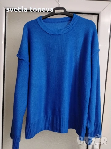 Плетен син пуловер 2XL