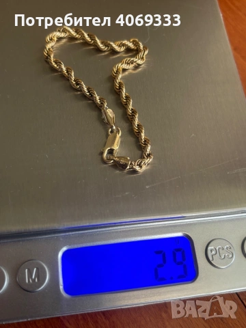 Златна гривна 14карата  2.9гр 16.5см, снимка 5 - Гривни - 54172337