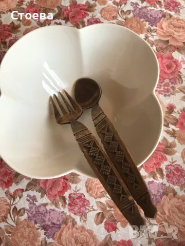 комплект от две големи плата и салатиера + прибори  , снимка 11 - Чинии - 39683679