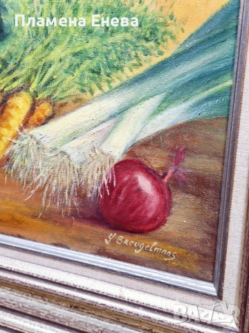 Авторски натюрморт с маслени бои върху платно , снимка 2 - Картини - 53173073