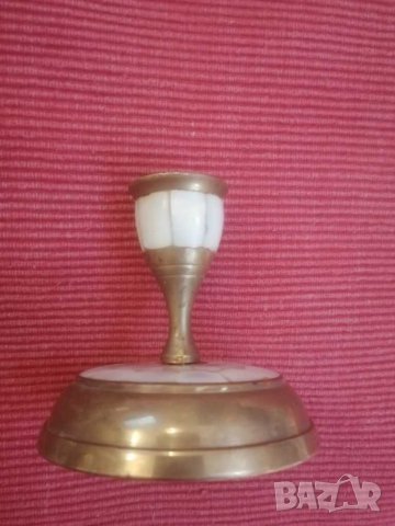 Стар свешник, месинг и седеф. , снимка 2 - Други - 30785104