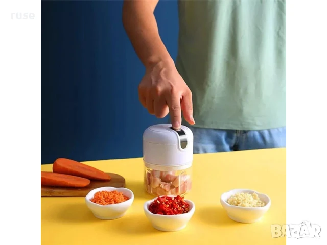 НОВИ! Мини електрически чопър 250мл безжична работа USB зареждане, снимка 7 - Чопъри и пасатори - 50734730