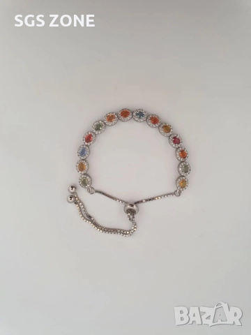 Сребърна гривна 925 с танзанит или мулти-сапфири, снимка 5 - Гривни - 52367580