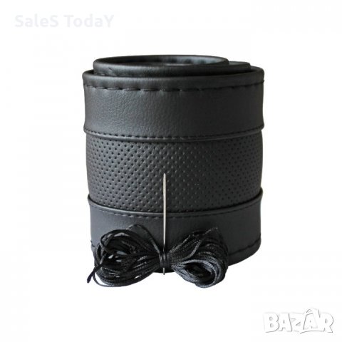 Калъф шиещ, гладка черна кожа с релеф и черен конец