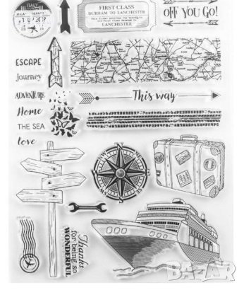 Пътна карта компас куфар пътешествие Круиз голям силиконов гумен печат декор украса бисквитки фондан