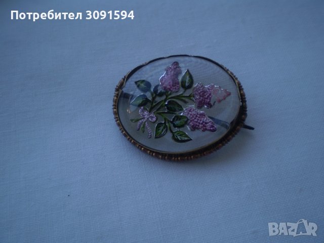 Рядка колекционерска брошка стъкло ГЕМИЯ цветя, снимка 3 - Антикварни и старинни предмети - 37513723